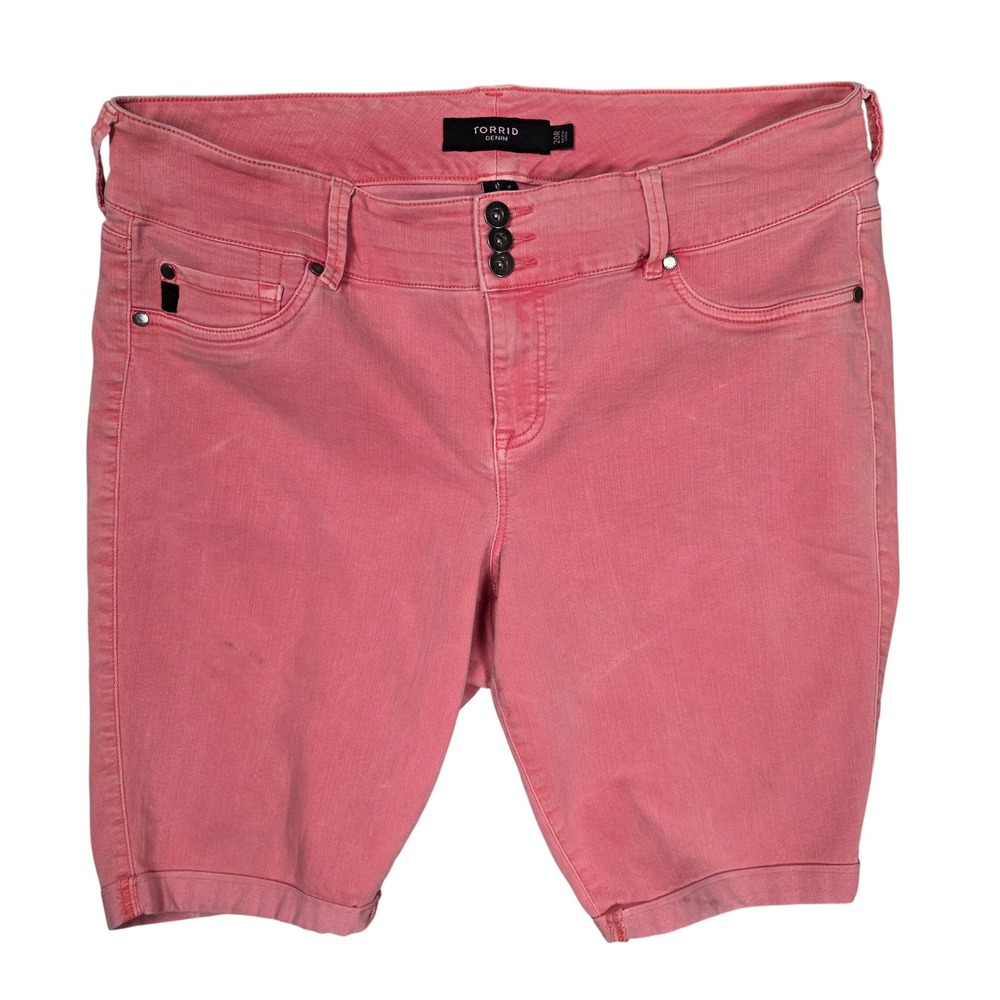 Torrid Bermuda Denim Shorts Womens 20R Pink FAIR Preppy Summer Stretch